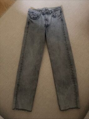 Rag & Bone Harlow Mid Rise Straight Leg Acid Wash Jeans - Gray